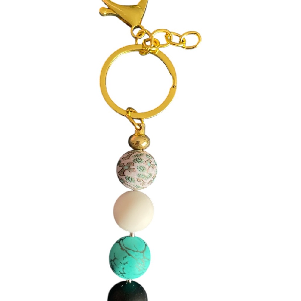 Elegant Gold and Turquoise Keychain